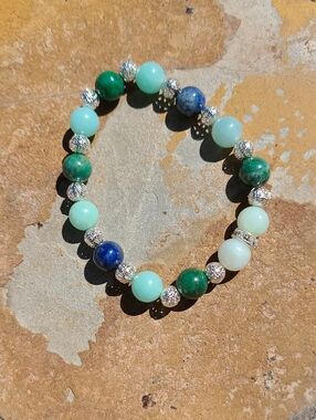 Amazonite And Phoenix Lazuli Stretch Bracelet